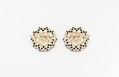 Rose Earring blanks, DIY earrings, flower earrings, sold per set