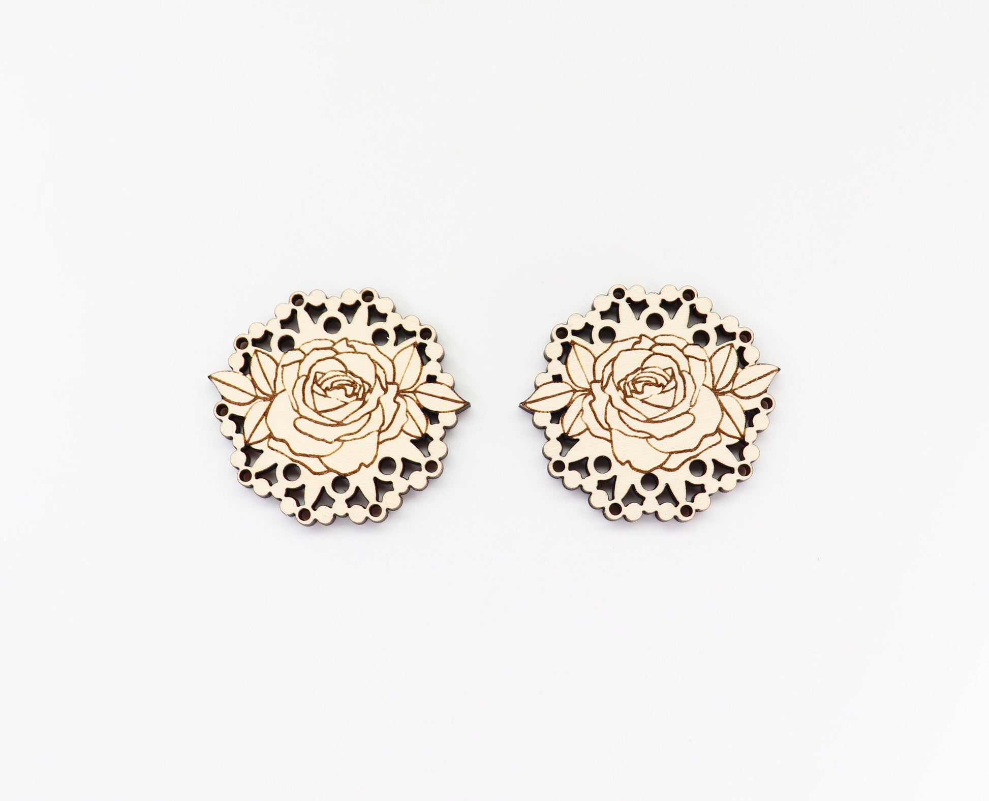 Rose Earring blanks, DIY earrings, flower earrings, sold per set