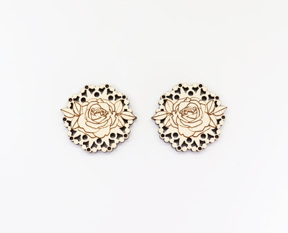 Rose Earring blanks, DIY earrings, flower earrings, sold per set