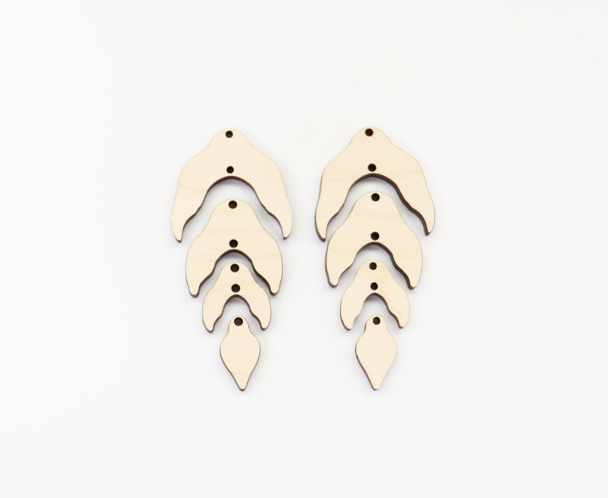 4 piece leaf earring blanks, wood earrings, earring blanks