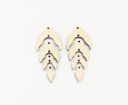 4 piece leaf earring blanks, wood earrings, earring blanks