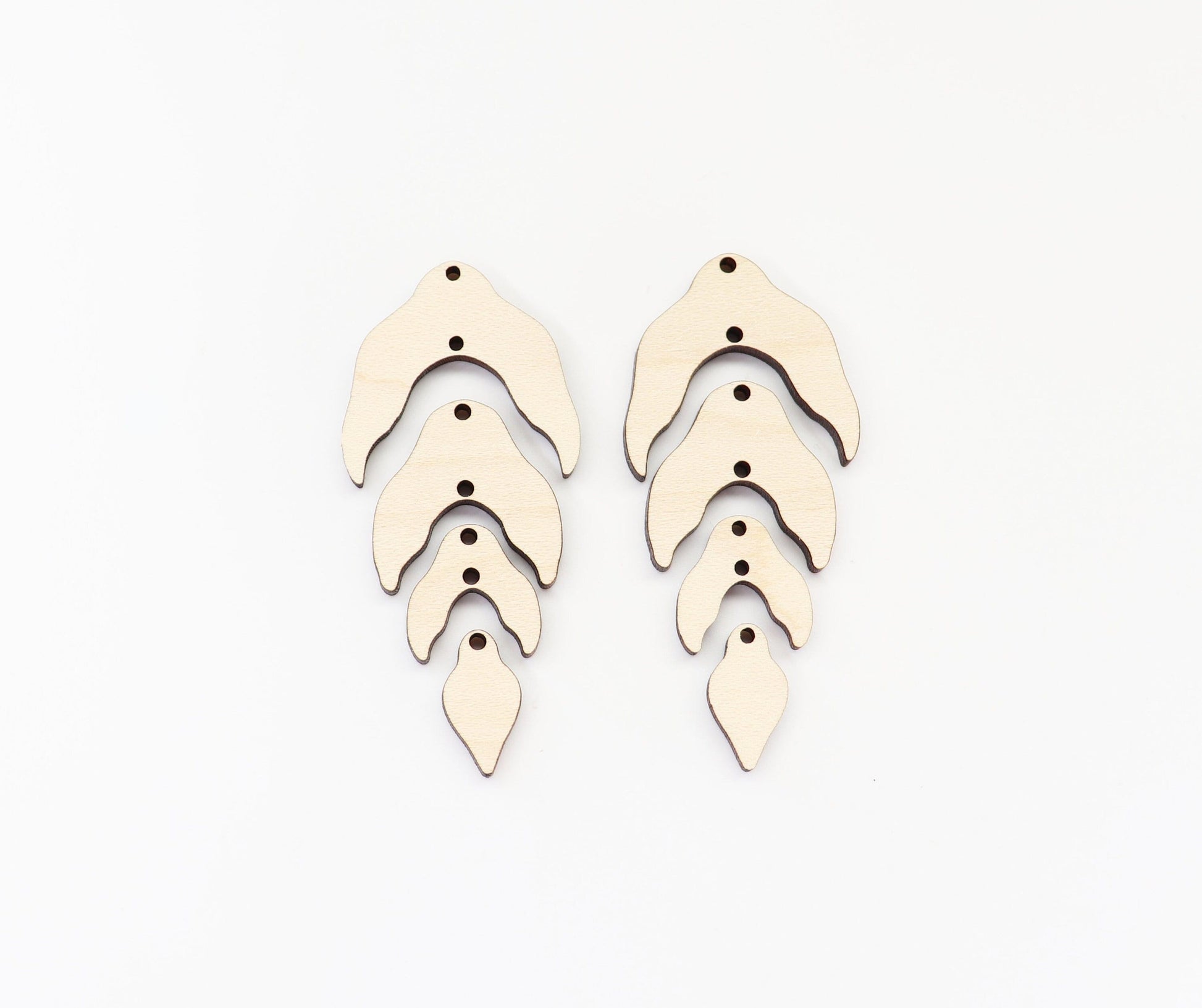 4 piece leaf earring blanks, wood earrings, earring blanks