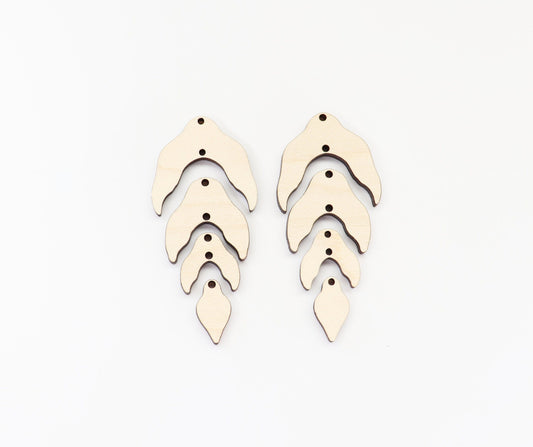 4 piece leaf earring blanks, wood earrings, earring blanks