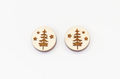 Tree studs, Wood earring blanks, DIY earrings, wood studs, sold per set