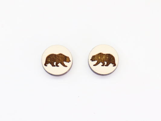 Bear studs, Wood earring blanks, DIY earrings, wood studs, sold per set