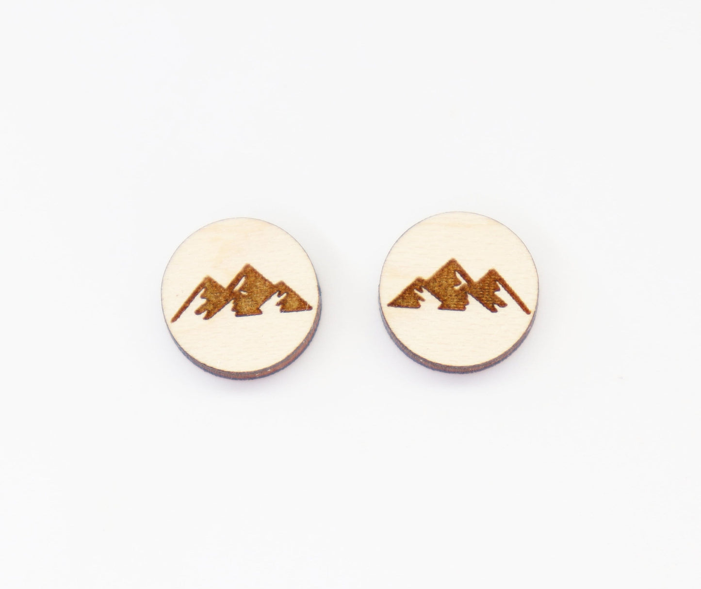 Mountain studs, Wood earring blanks, DIY earrings, wood studs, sold per set