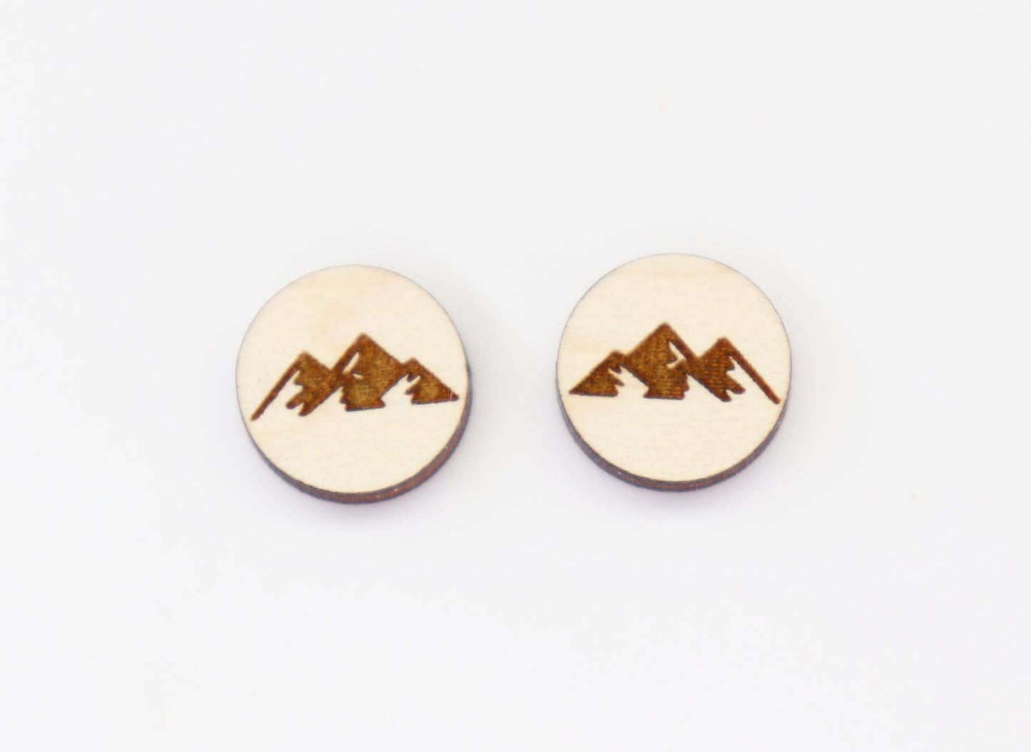 Mountain studs, Wood earring blanks, DIY earrings, wood studs, sold per set