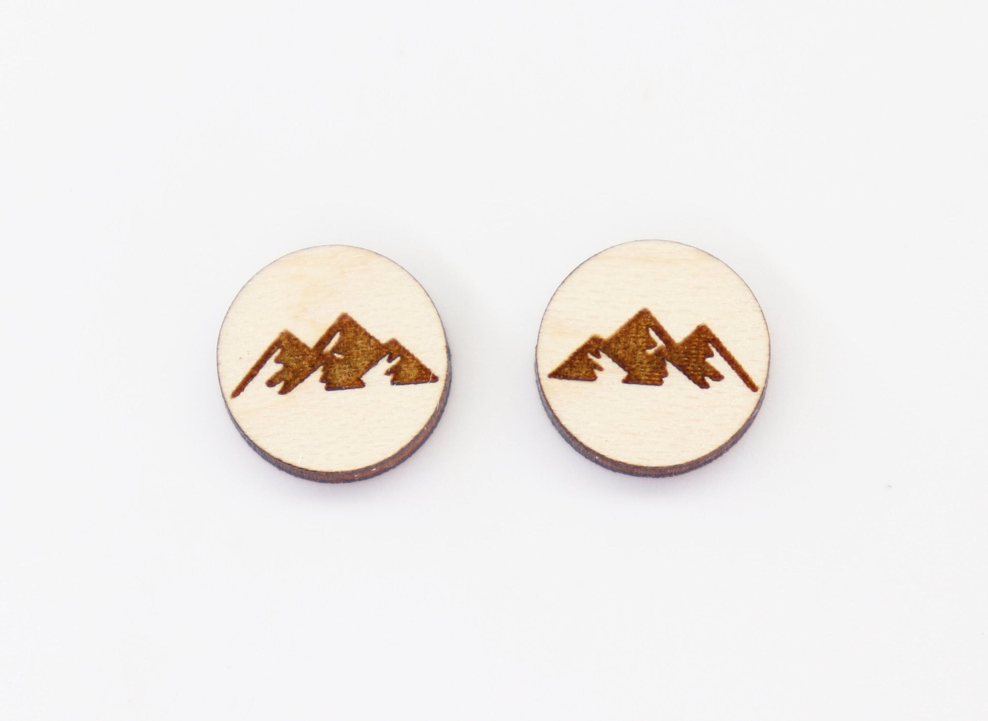 Mountain studs, Wood earring blanks, DIY earrings, wood studs, sold per set