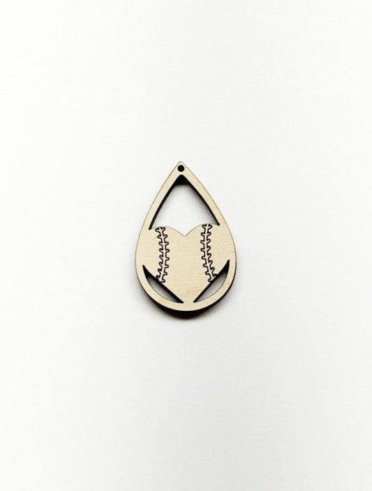 Baseball wood earring blanks, wood cutouts, earring blanks