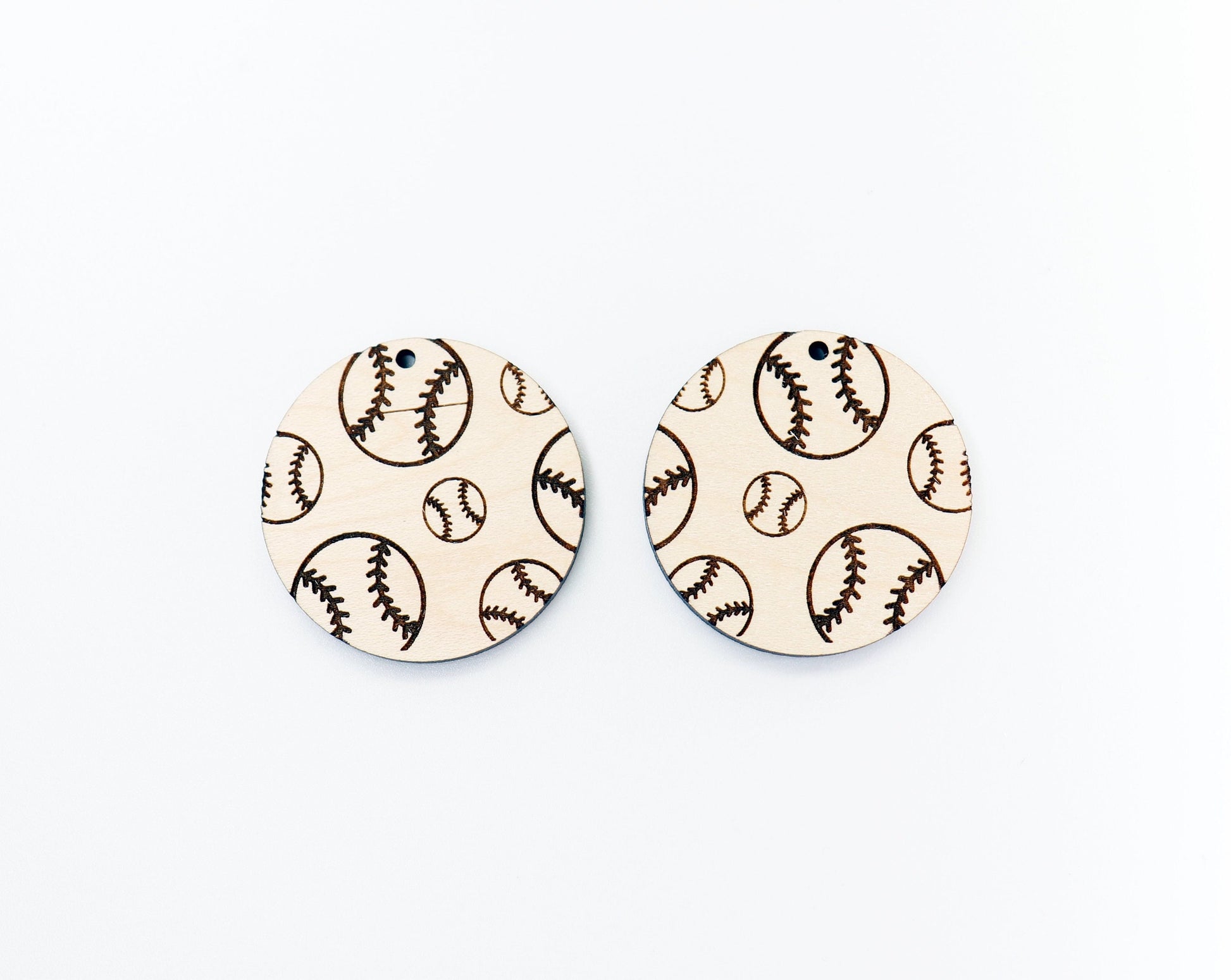 Baseball wood earring blanks, wood cutouts, earring blanks