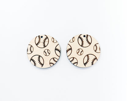 Baseball wood earring blanks, wood cutouts, earring blanks