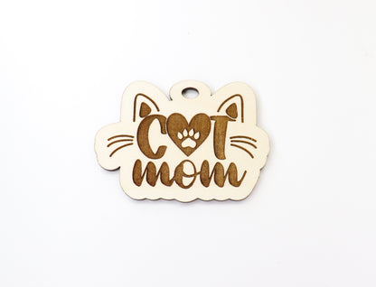 Cat mom car charm blank,  wood blanks, wood cutouts