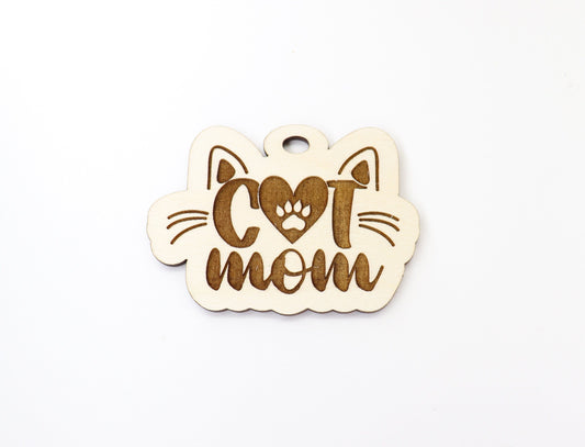 Cat mom car charm blank,  wood blanks, wood cutouts