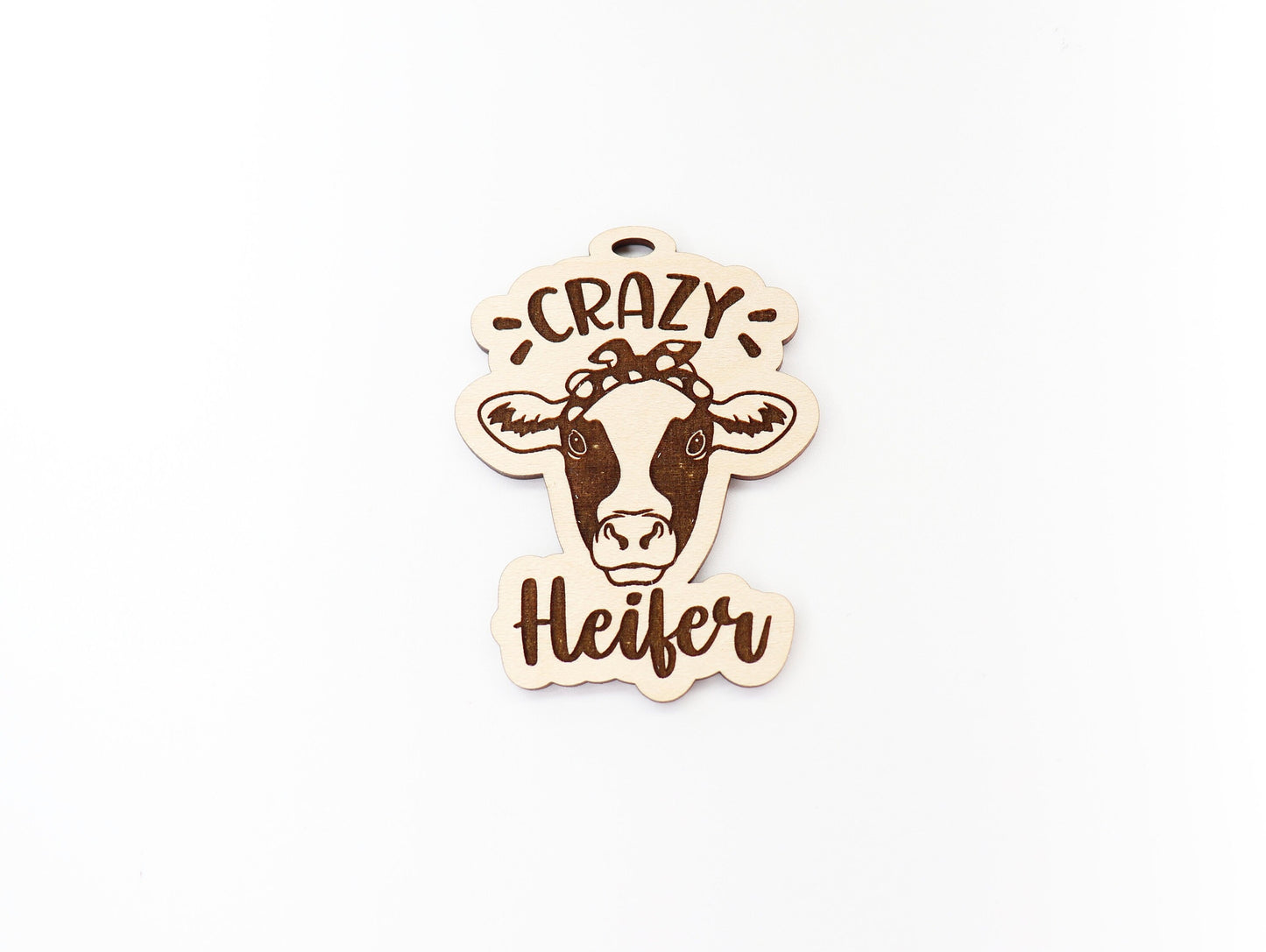 Crazy heifer car charm,  wood blanks, wood cutouts, cow cutouts