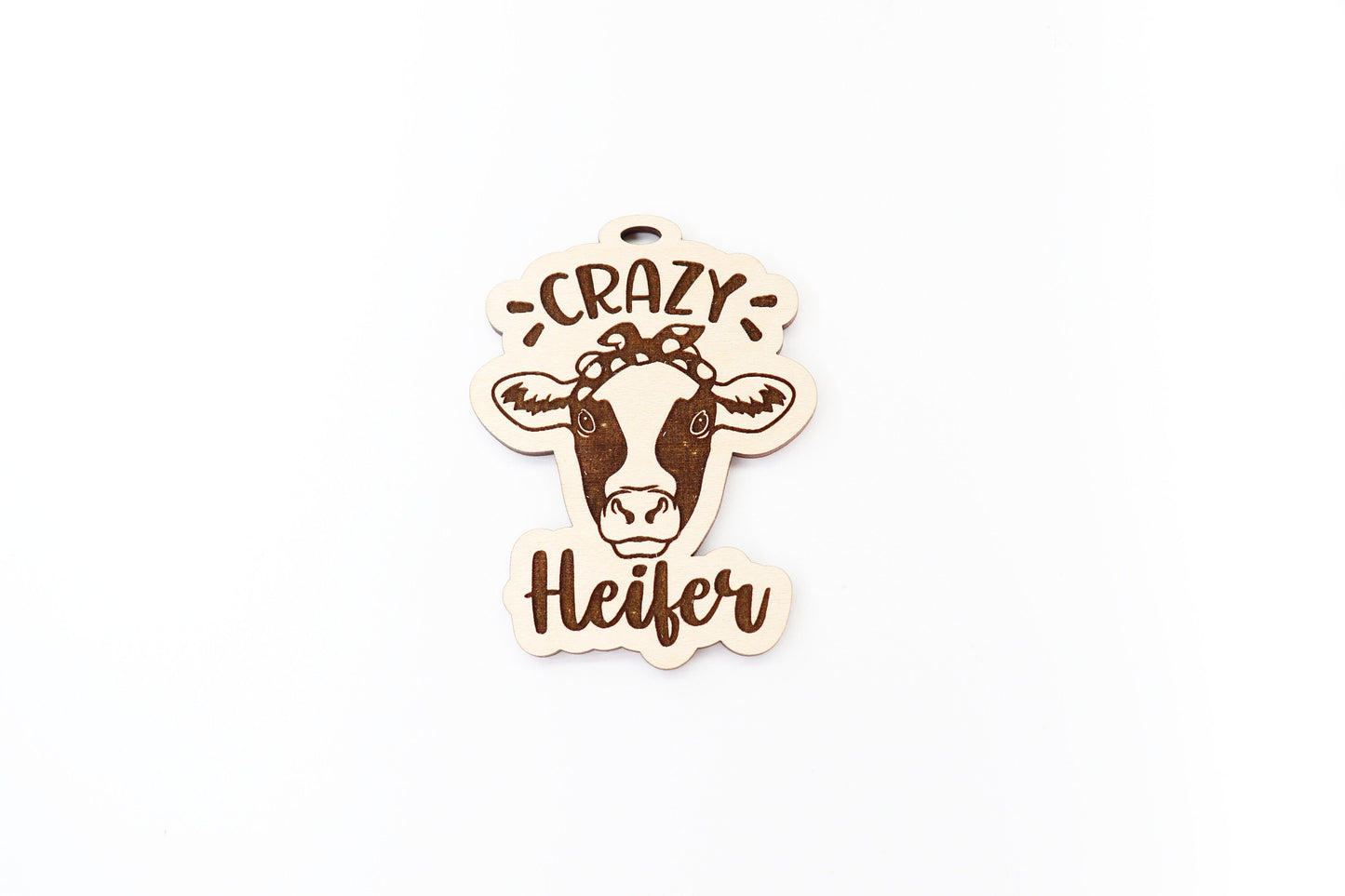 Crazy heifer car charm,  wood blanks, wood cutouts, cow cutouts