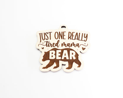 Mama bear car charm blank,  wood blanks, wood cutouts