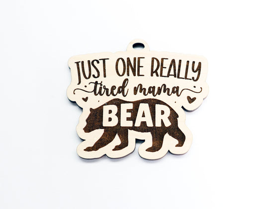 Mama bear car charm blank,  wood blanks, wood cutouts