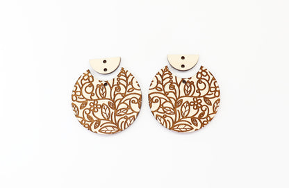 2 Piece Floral earring blanks, DIY earrings, sold per set