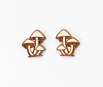 Mushroom stud blanks, wood earring blanks