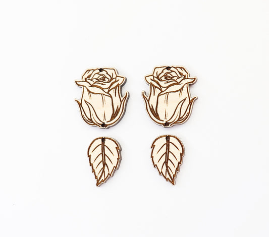 2 Piece rose earring blanks, DIY earrings, earring blanks, sold per set