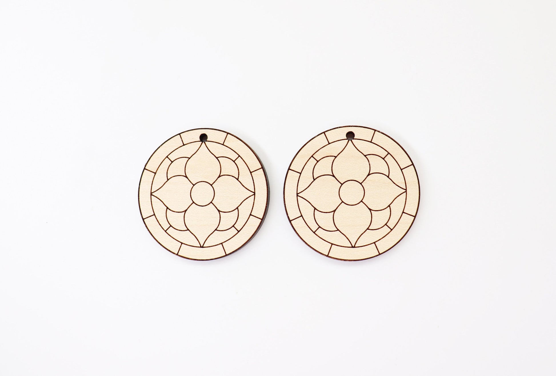 Round Barn quilt wood earring blanks,  wood earring blanks, sold per set