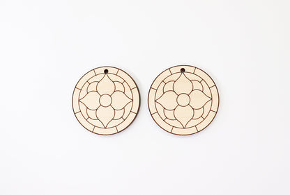 Round Barn quilt wood earring blanks,  wood earring blanks, sold per set