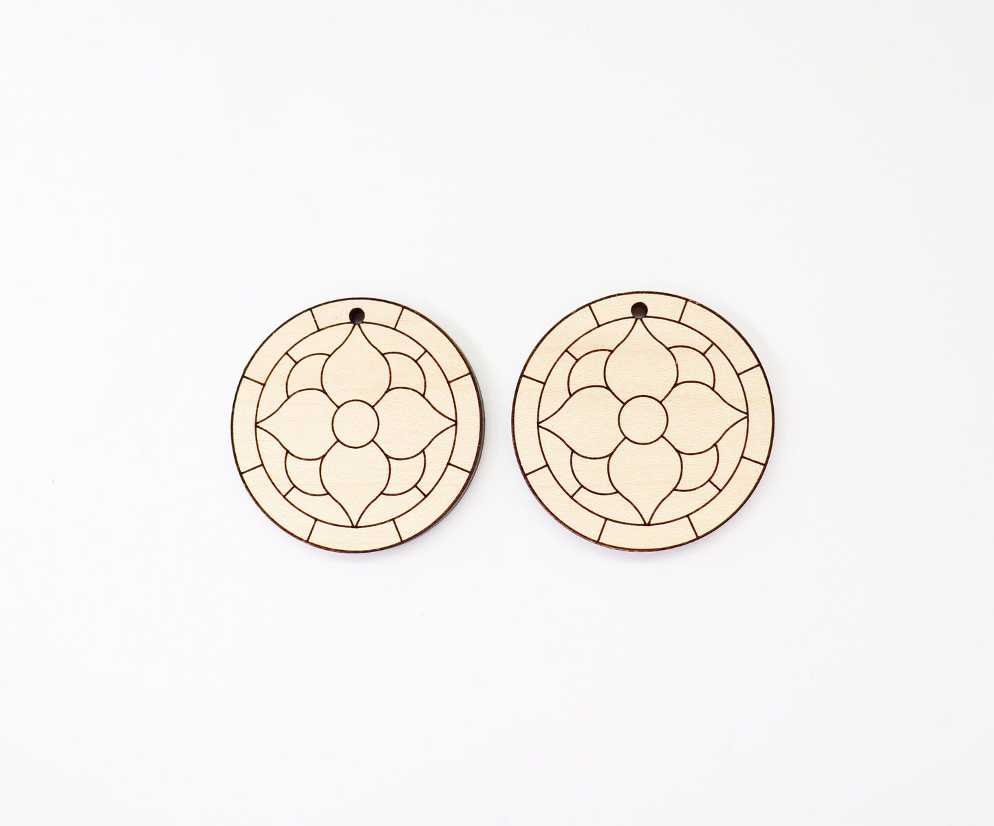 Round Barn quilt wood earring blanks,  wood earring blanks, sold per set