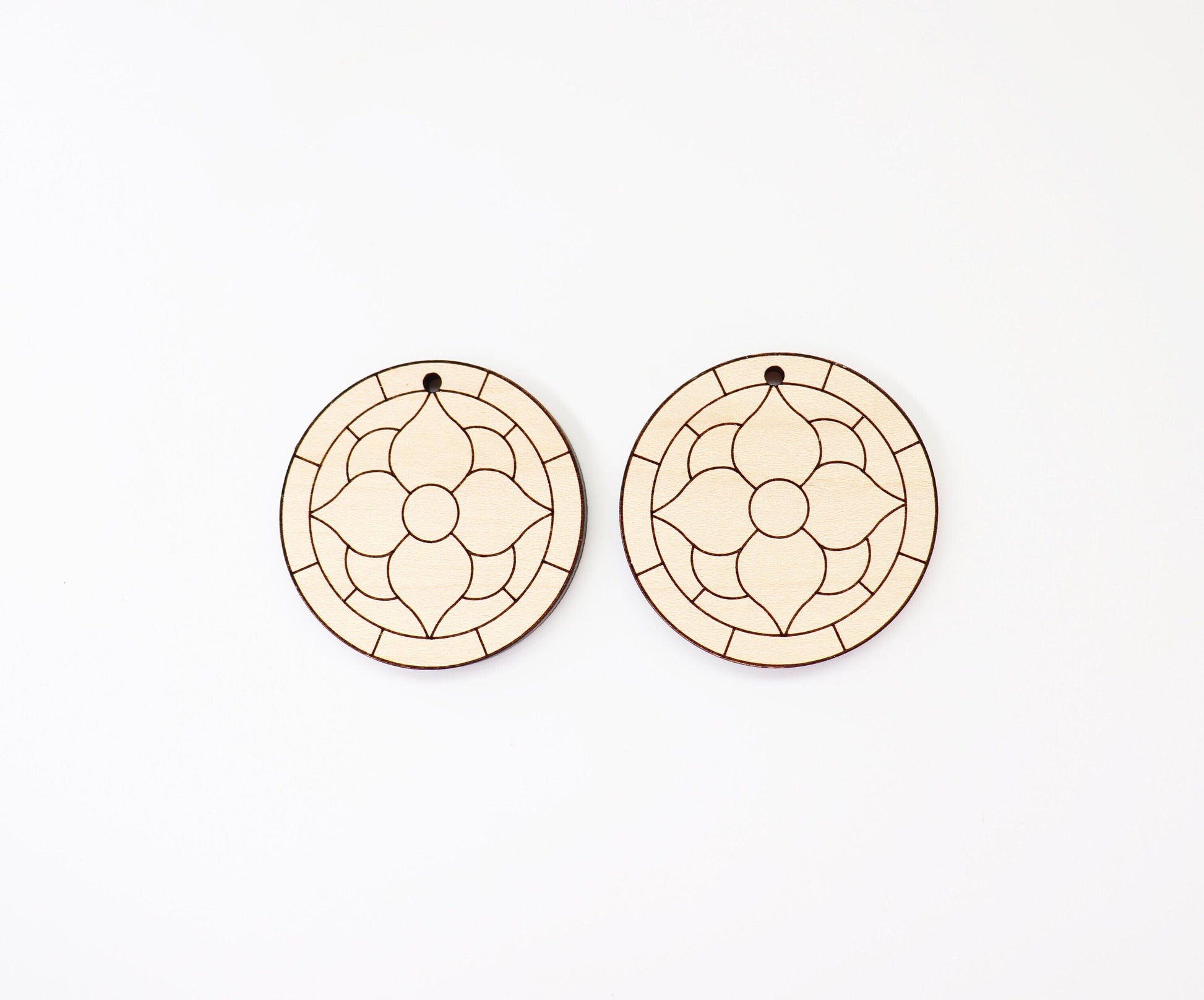 Round Barn quilt wood earring blanks,  wood earring blanks, sold per set