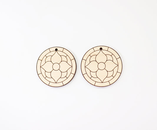 Round Barn quilt wood earring blanks,  wood earring blanks, sold per set