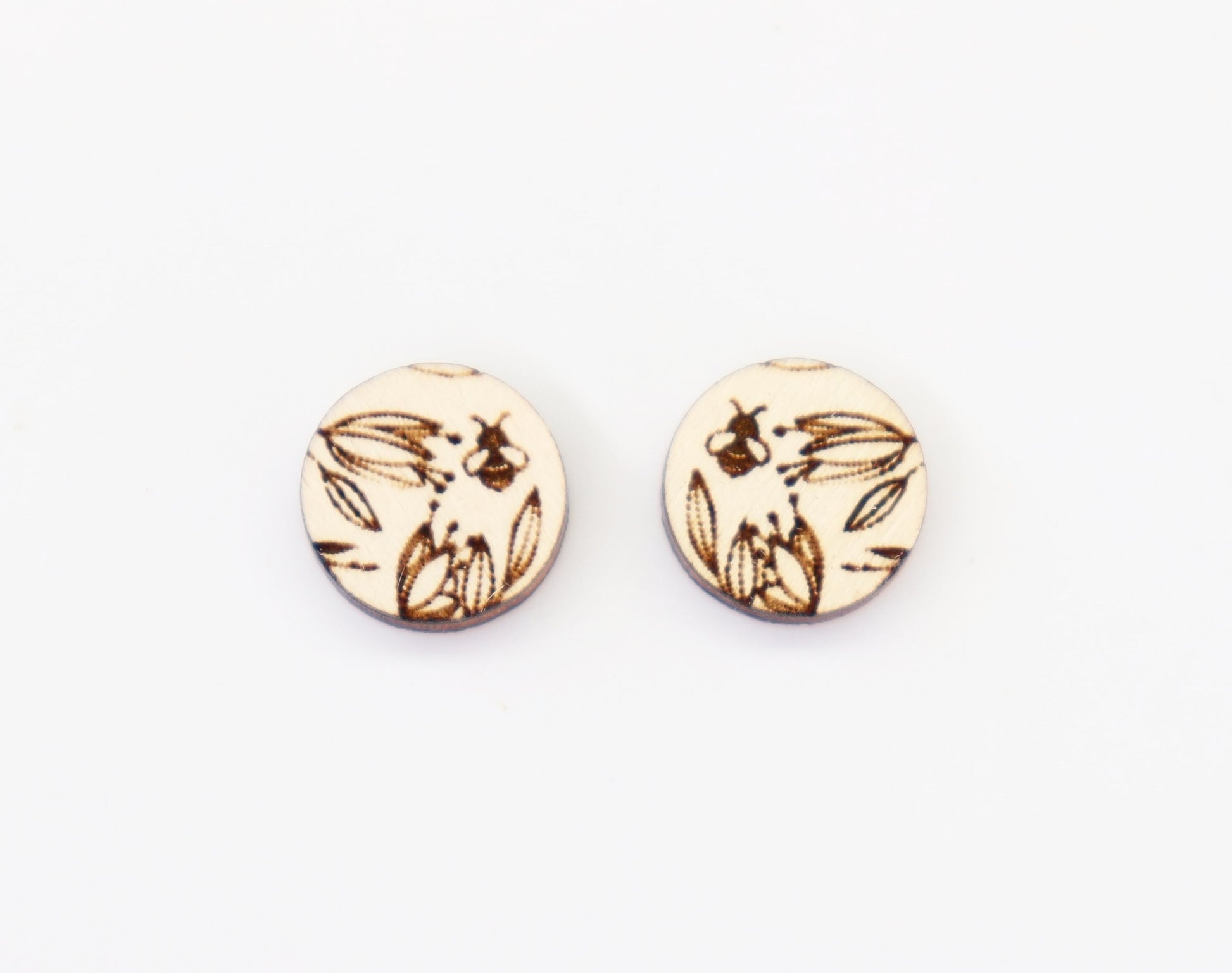 Flower stud blanks, DIY earrings, earring blanks, wood studs, sold per set