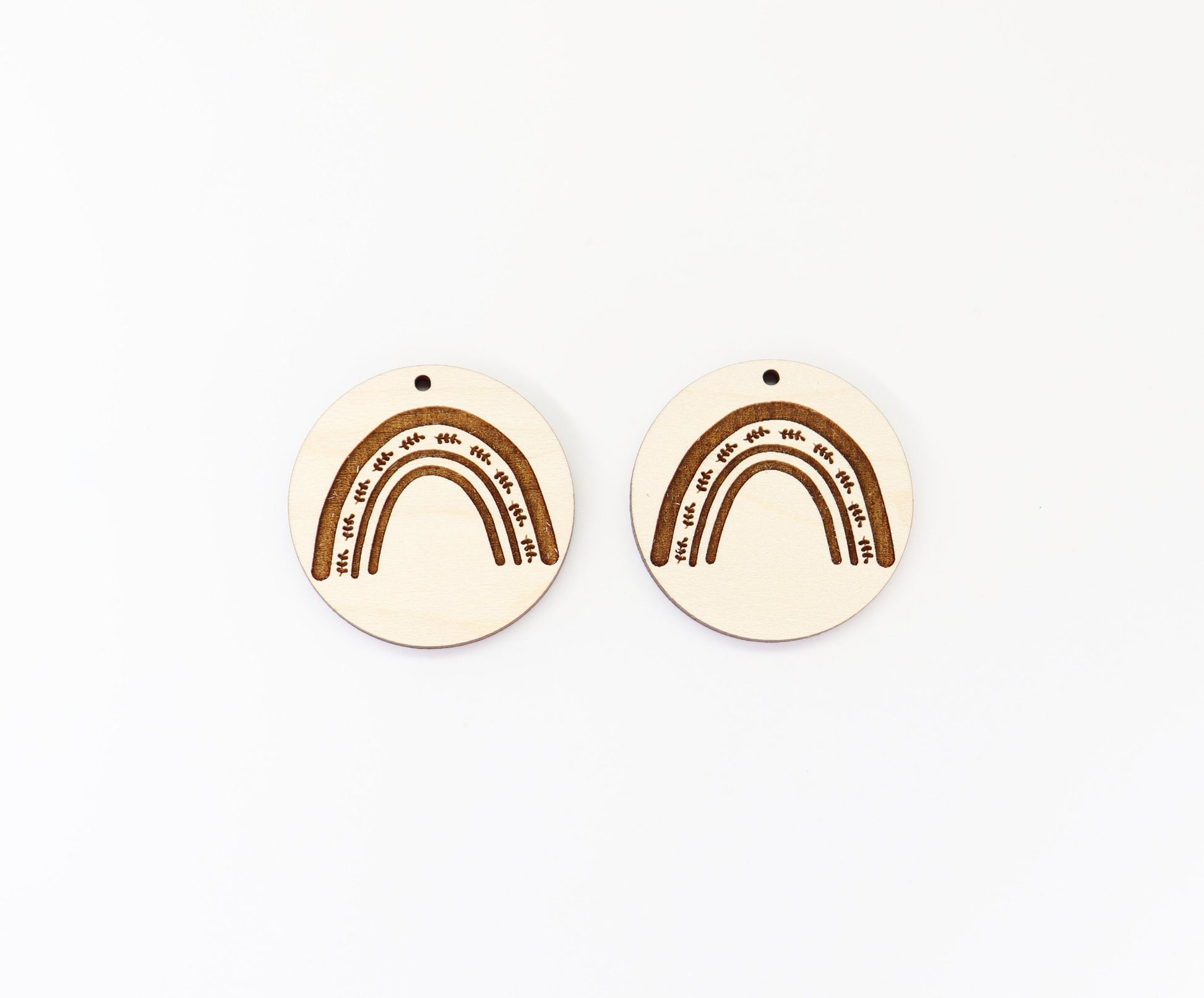 Round rainbow earrings, wood earring blanks, sold per set