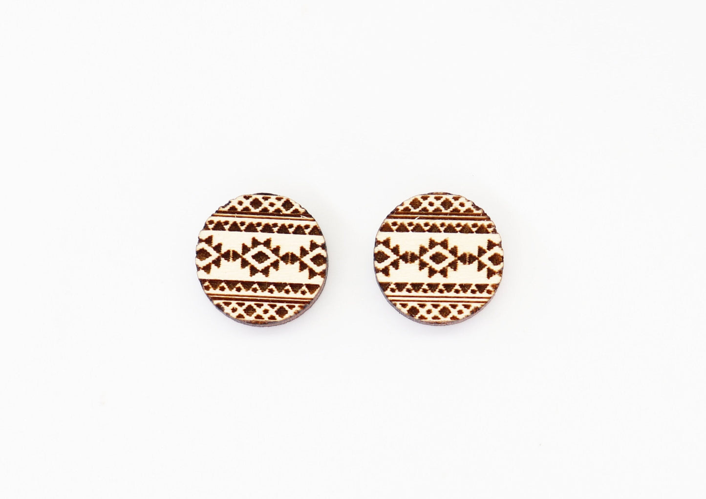 Aztec wood earring stud blanks, earring blanks, wood blanks