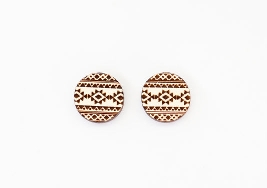 Aztec wood earring stud blanks, earring blanks, wood blanks