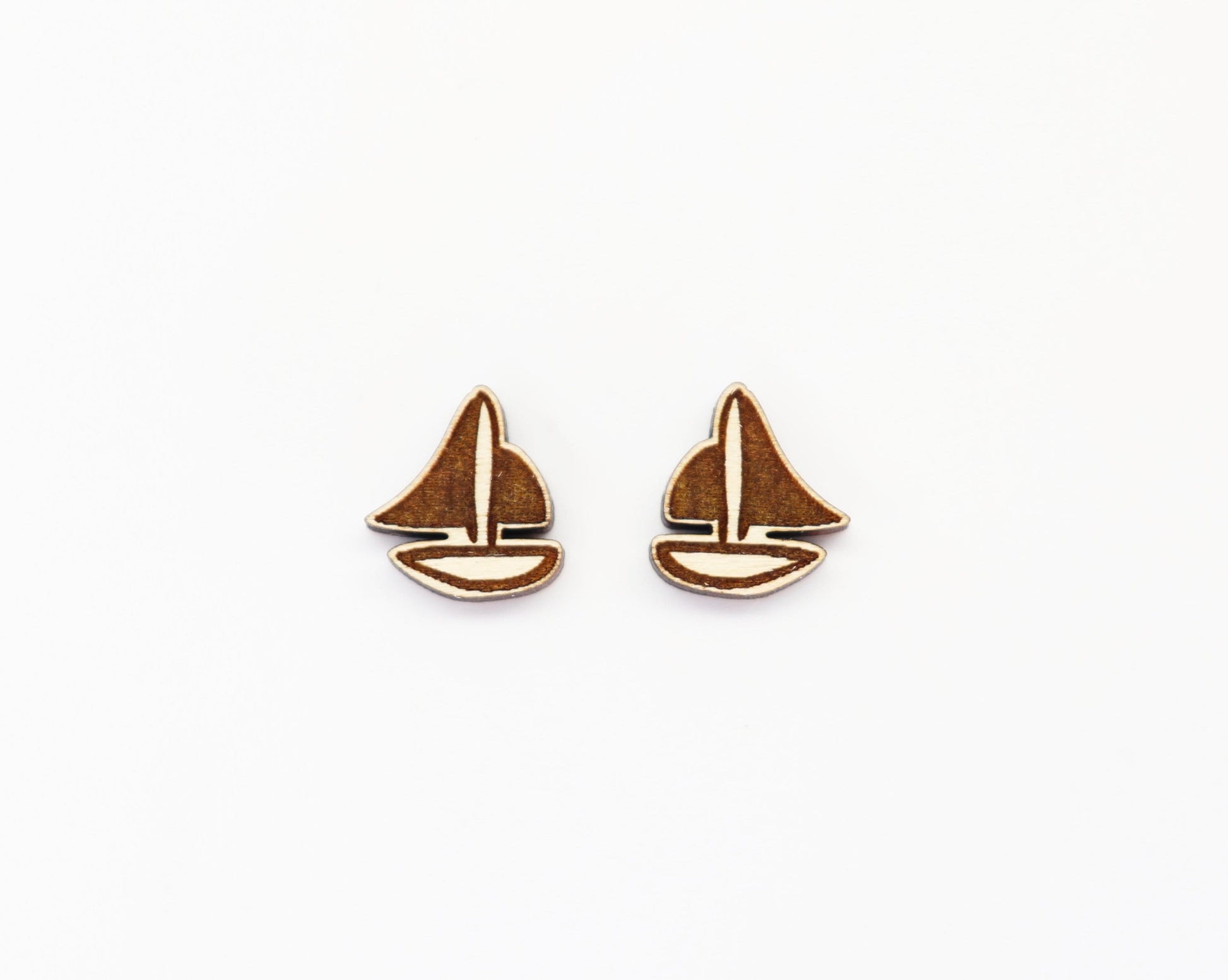 Boat wood earring stud blanks, earring blanks, wood blanks