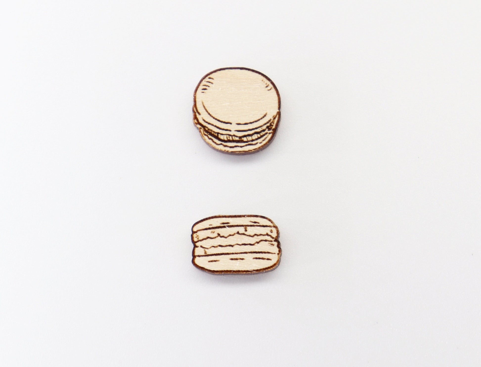 Macaroon earring blanks, DIY earrings, earring blanks, wood studs, sold per set