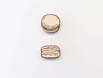 Macaroon earring blanks, DIY earrings, earring blanks, wood studs, sold per set