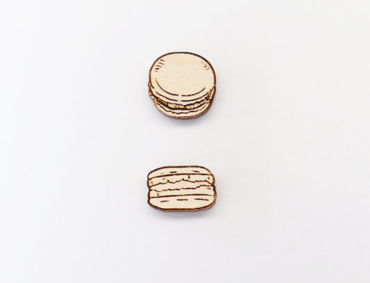 Macaroon earring blanks, DIY earrings, earring blanks, wood studs, sold per set