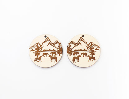 Horse Wood earring blanks, DIY earrings, earring blanks, sold per set