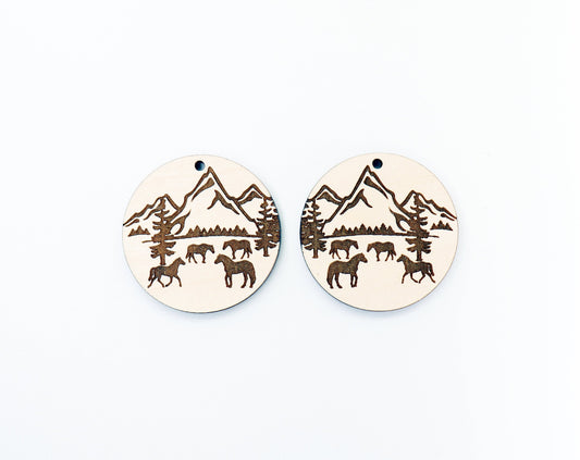 Horse Wood earring blanks, DIY earrings, earring blanks, sold per set