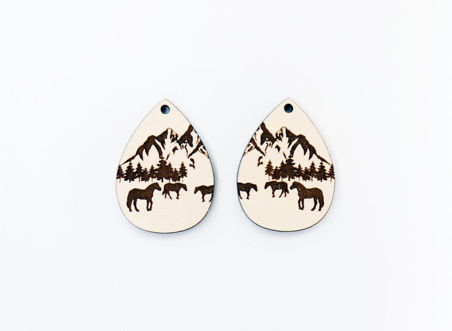 Horse Wood earring blanks, DIY earrings, earring blanks, sold per set