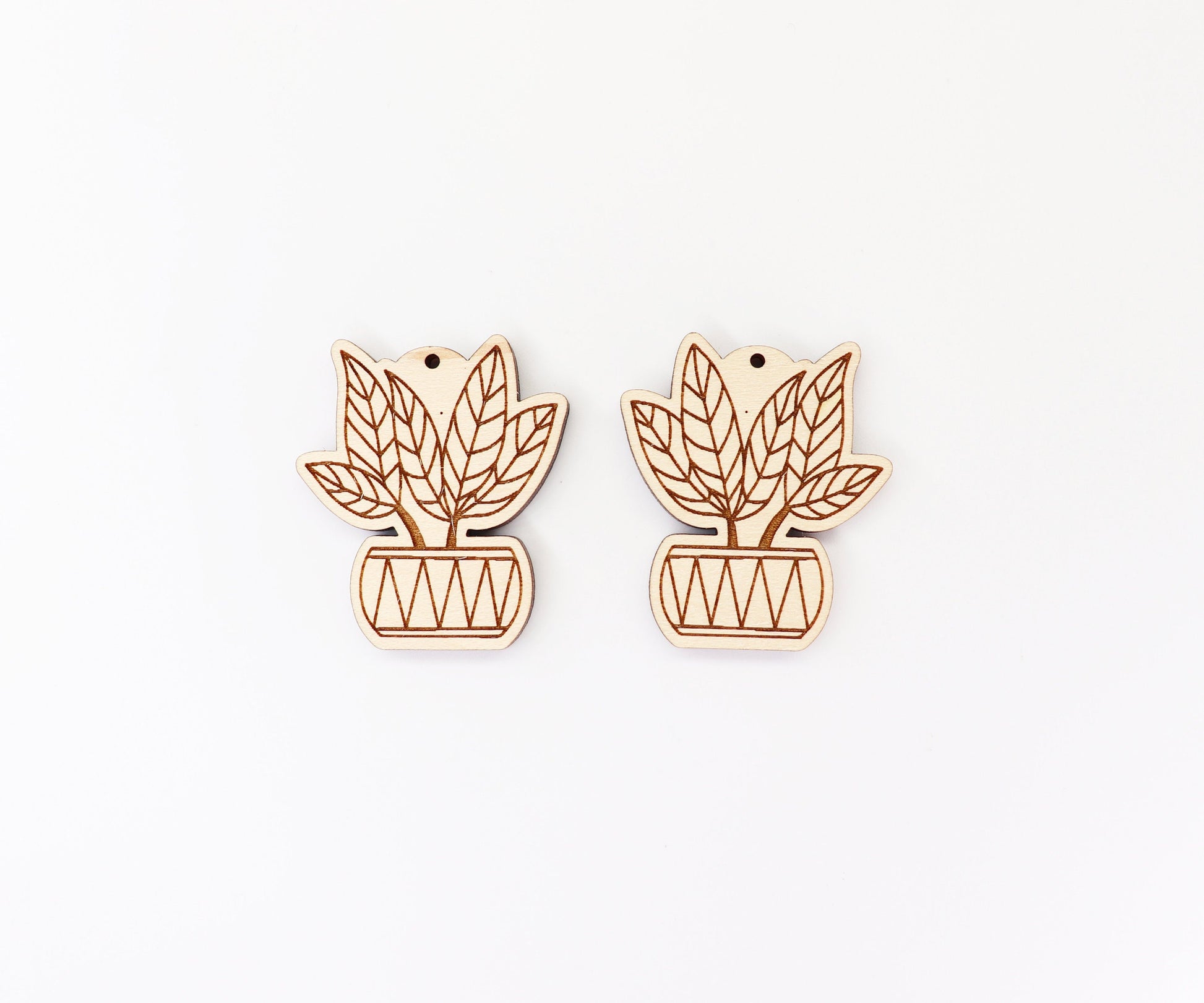 Plant earrings, earring blanks, wood earrings