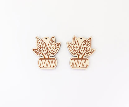 Plant earrings, earring blanks, wood earrings