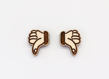 Thumbs down Wood earrings, wood studs, earring blanks