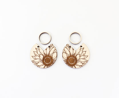 Sunflower cutouts, earring blanks, wood cutouts