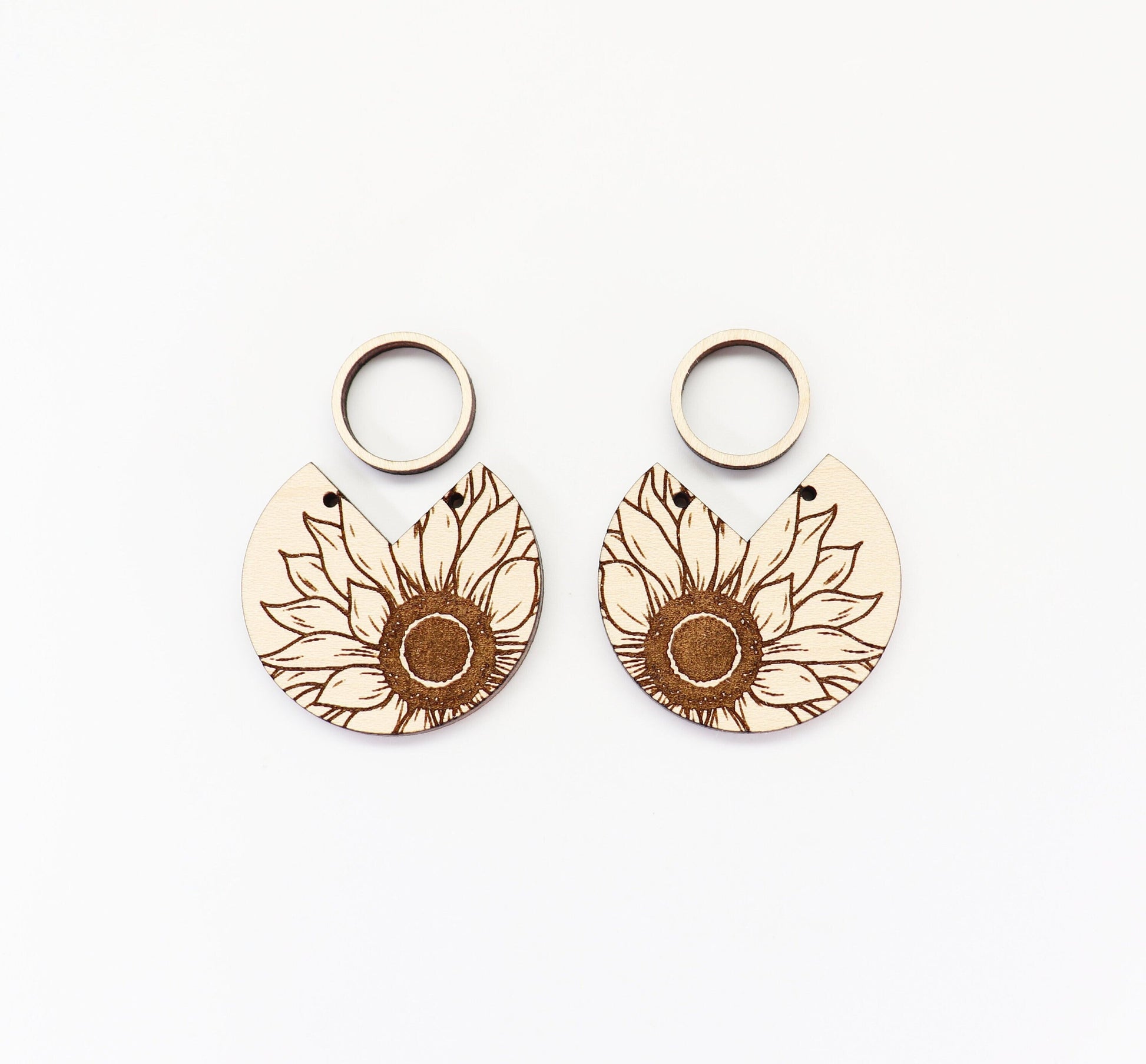 Sunflower cutouts, earring blanks, wood cutouts