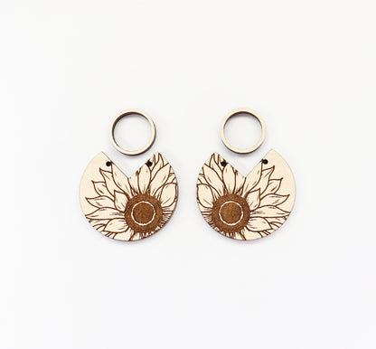 Sunflower cutouts, earring blanks, wood cutouts