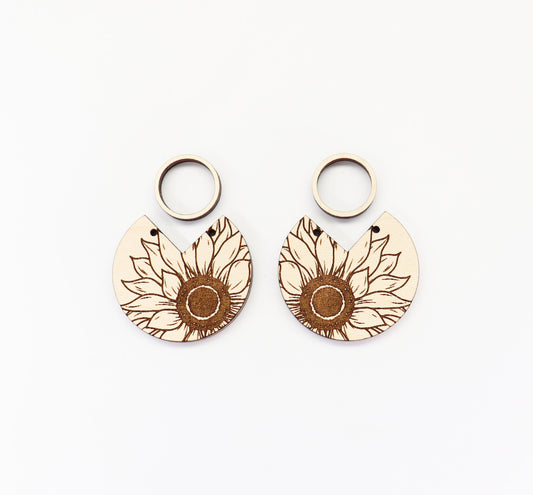 Sunflower cutouts, earring blanks, wood cutouts