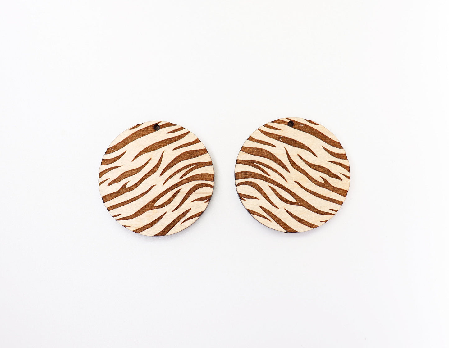 Tiger stripe Round wood earring blanks, earring making, wood blanks