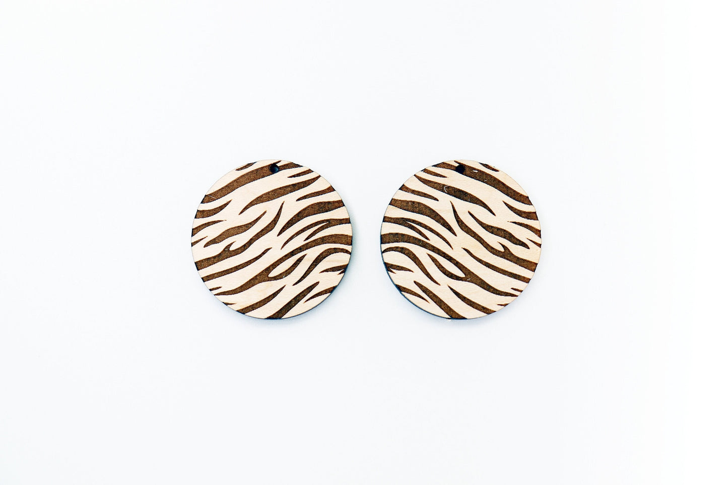 Tiger stripe Round wood earring blanks, earring making, wood blanks