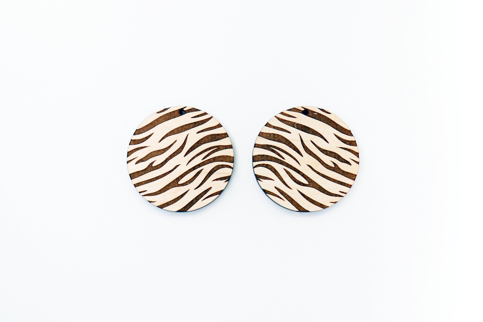 Tiger stripe Round wood earring blanks, earring making, wood blanks